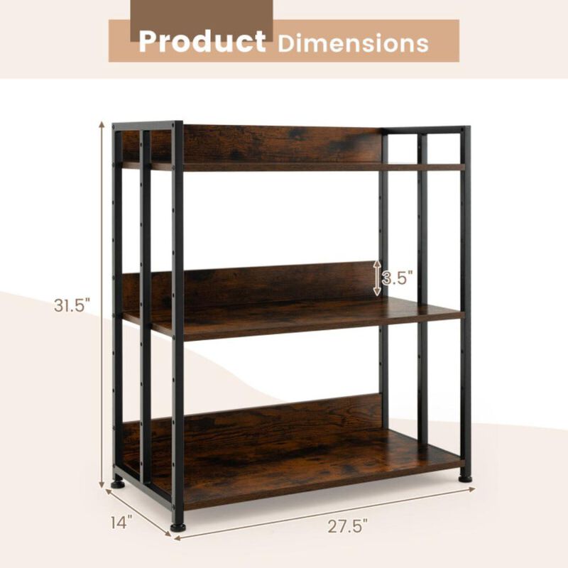 Hivvago 3/5-Tier Industrial Bookshelf Storage Shelf Display Rack with Adjustable Shelves