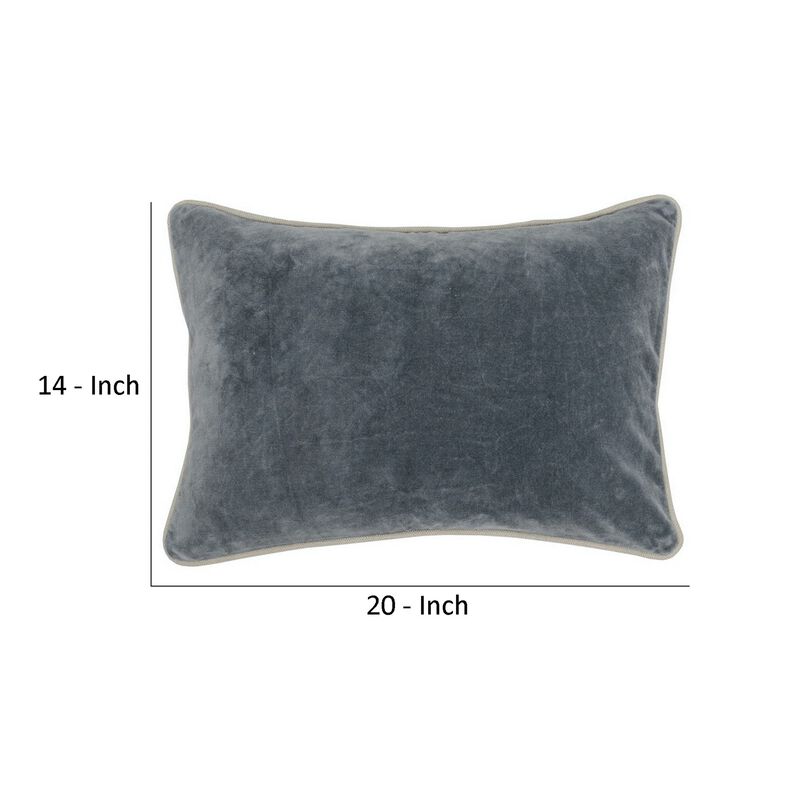 Rectangular Throw Pillow with Cotton Cover, Gray-Benzara