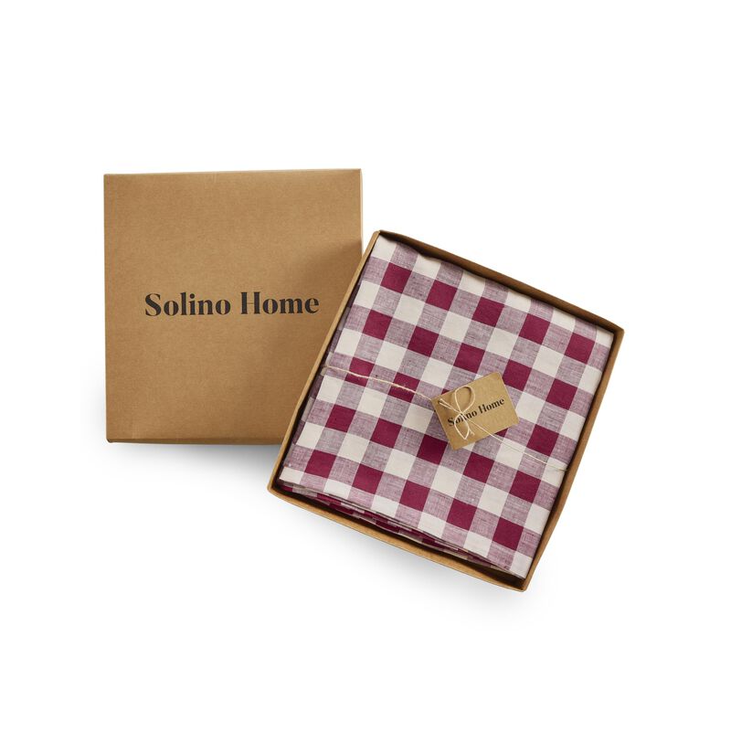 Solino Home 100% Pure Linen Round Tablecloth |Morgan Check