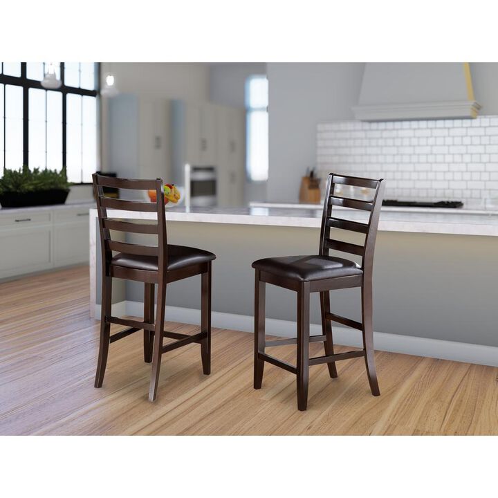 East West Furniture Fairwinds  Faux  Leather  Upholstered  Seat  Stool  with  lader  back,  Set  of  2