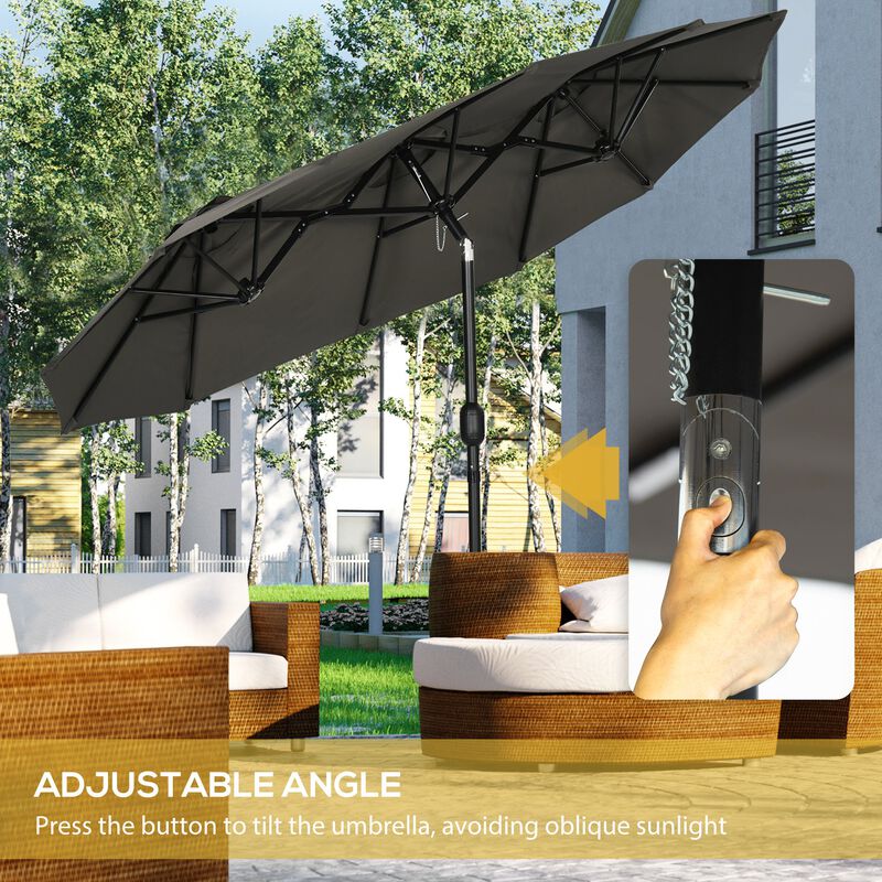 Large Patio Shade: 9.5' Double-sided Umbrella with Tilt Crank