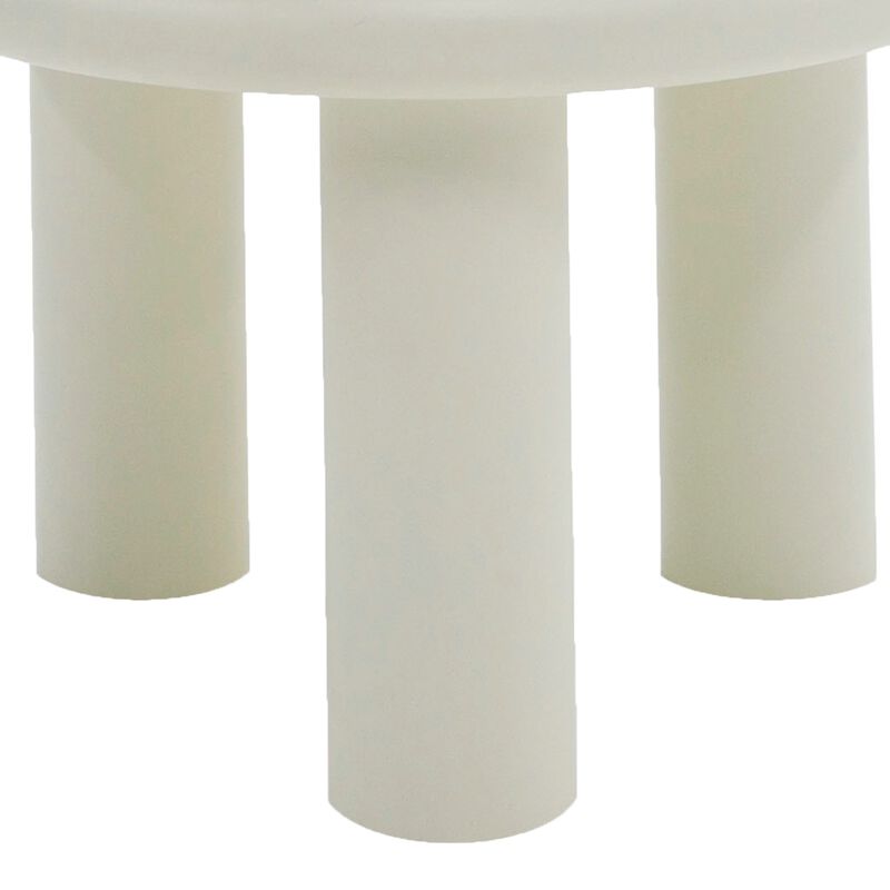 Cid Finley 20 Inch Side End Table, Round Tiered Design, White Gloss Wood - Benzara