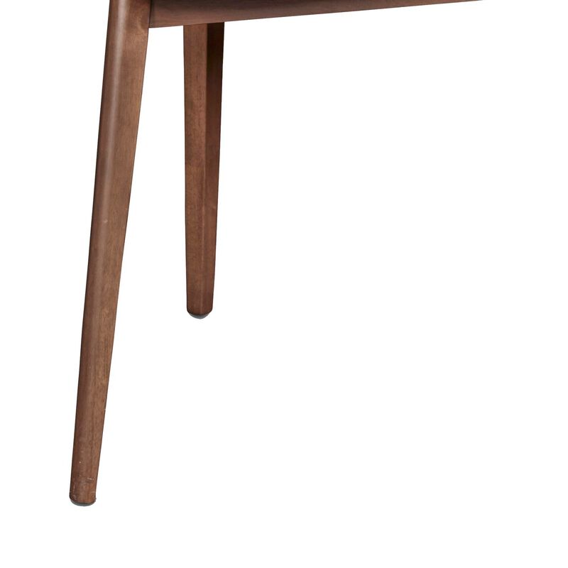 Mid Century Triangular Corner Table with Grain Details, Walnut Brown - Benzara
