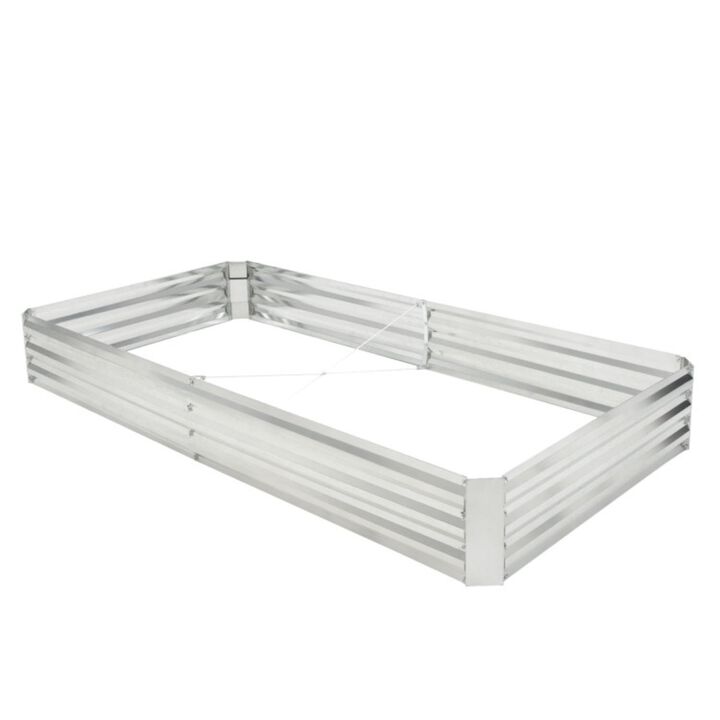 Hivvago Metal Galvanized Raised Garden Bed with Open-Ended Base-8 x 4 ft