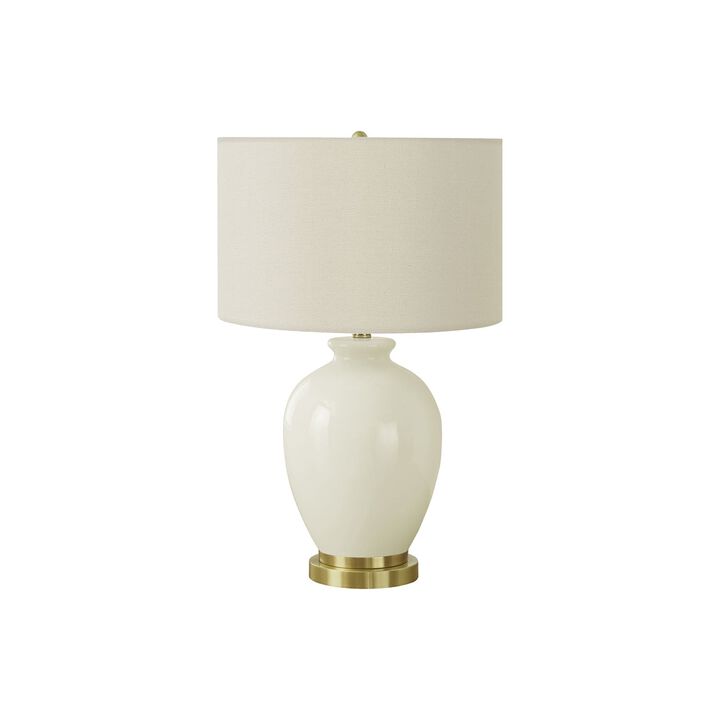 Monarch Specialties I 9625 - Lighting, 26"H, Table Lamp, Ivory / Cream Shade, Cream Ceramic, Transitional