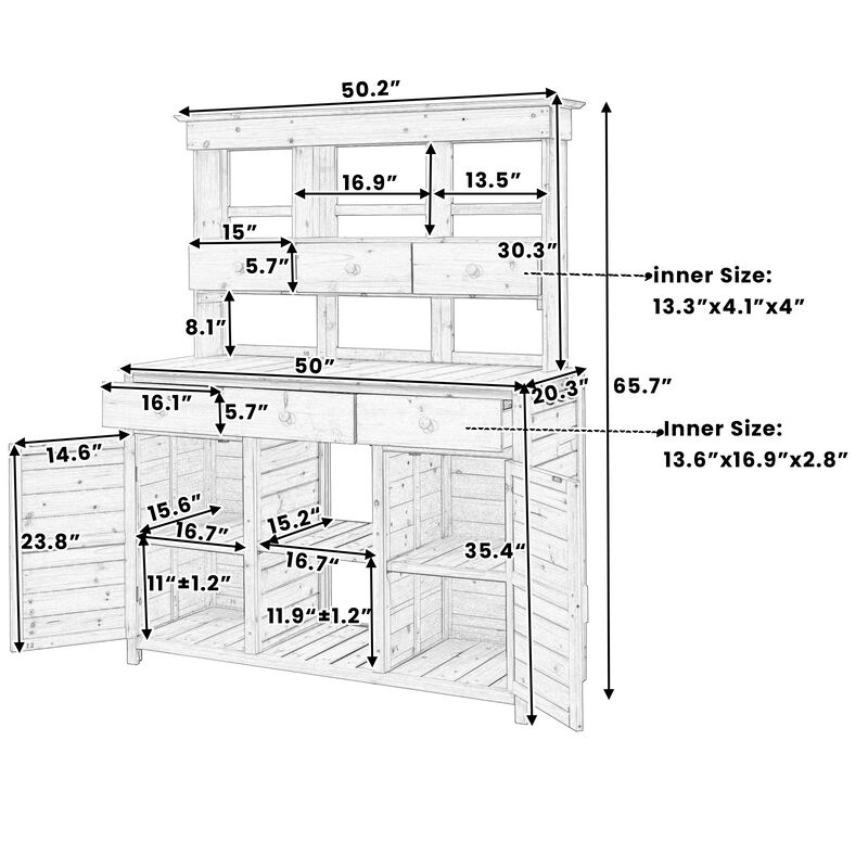 Merax Patio Garden Potting Bench Table with Hutch