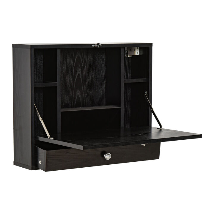 Black Wall Mount Wood Foldable Desk Children Table Desk Workstation