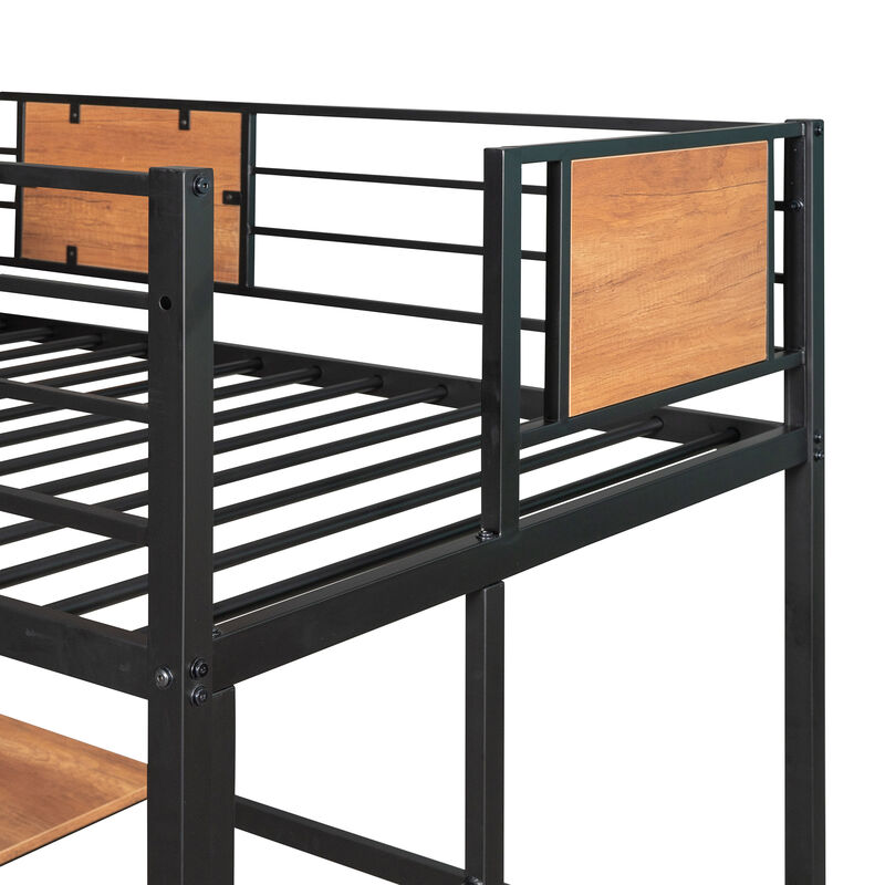 Merax Metal Loft Bed with Desk for Bedroom and Study Room