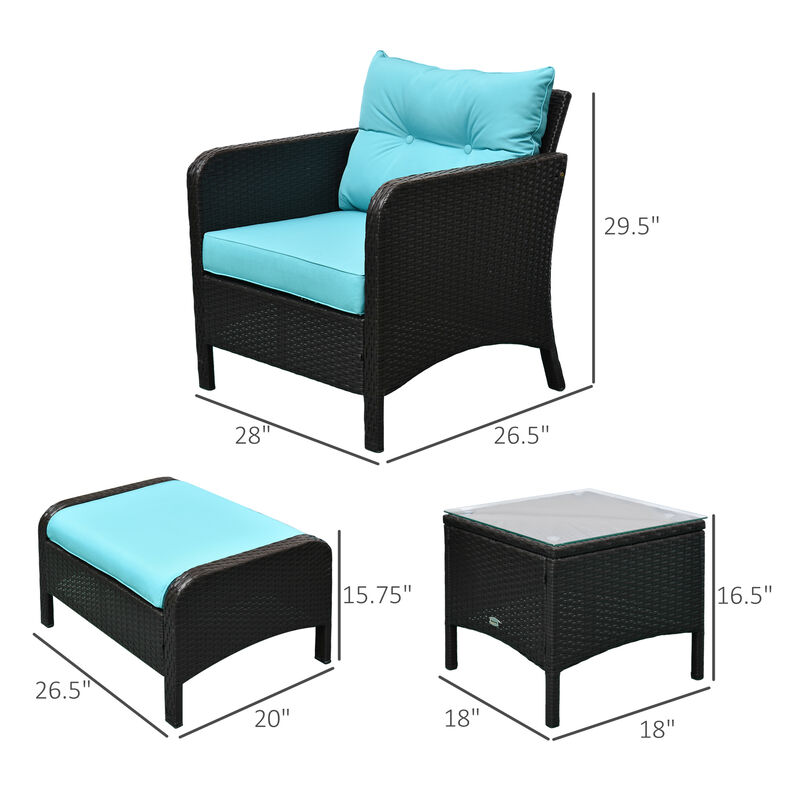 5 PC Outdoor Patio Conversation Chaise Lounge Chair w/ Coffee Table, Blue