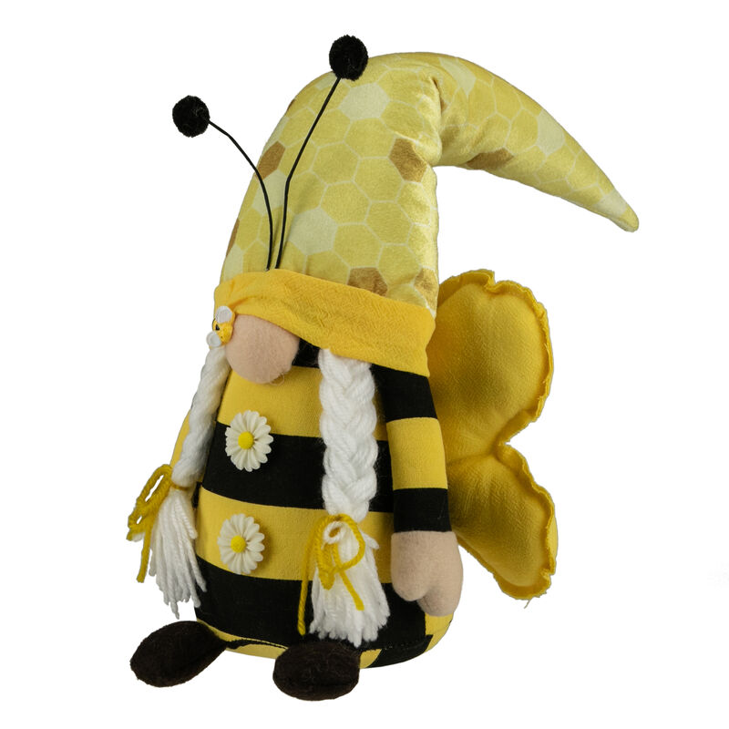 16" Black and Yellow Springtime Bumblebee Girl Gnome Figure