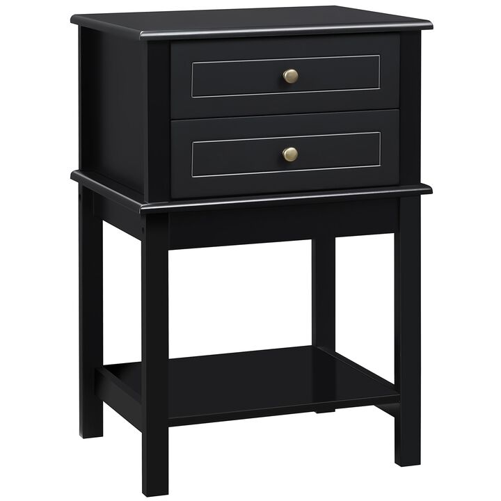 Black Living Room Accent: Modern Sofa Side Table with Storage