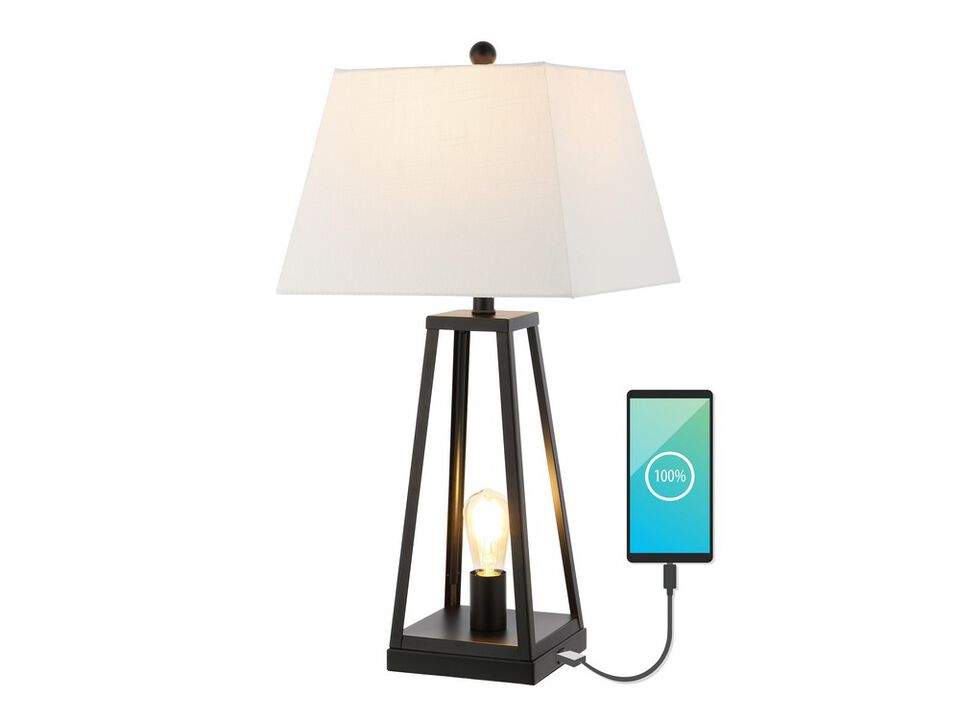 Waylon Classic Industrial Iron Nightlight LED Table Lamp with USB Charging Port