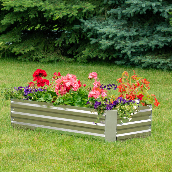 4 x2 ft (1.2x0.6 m) Galvanized Steel Rectangle-Shaped Raised Garden Bed
