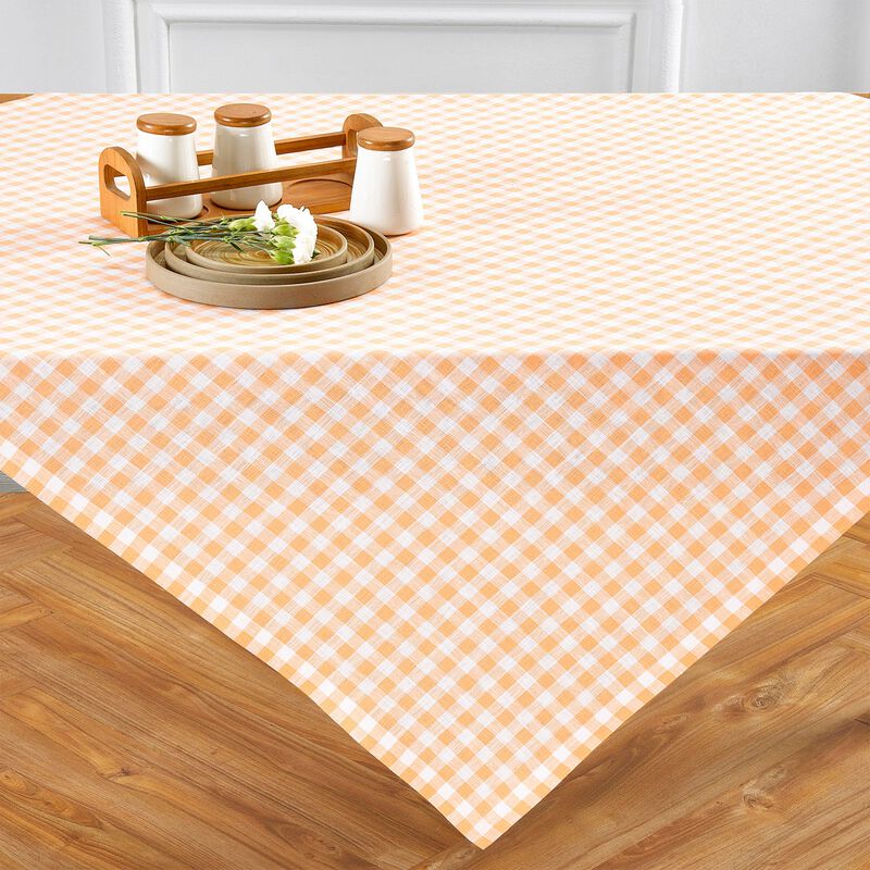 Solino Home 100% Pure Linen Table Throw 52 x 52 Inch | Gingham Check for Thanksgiving, Christmas