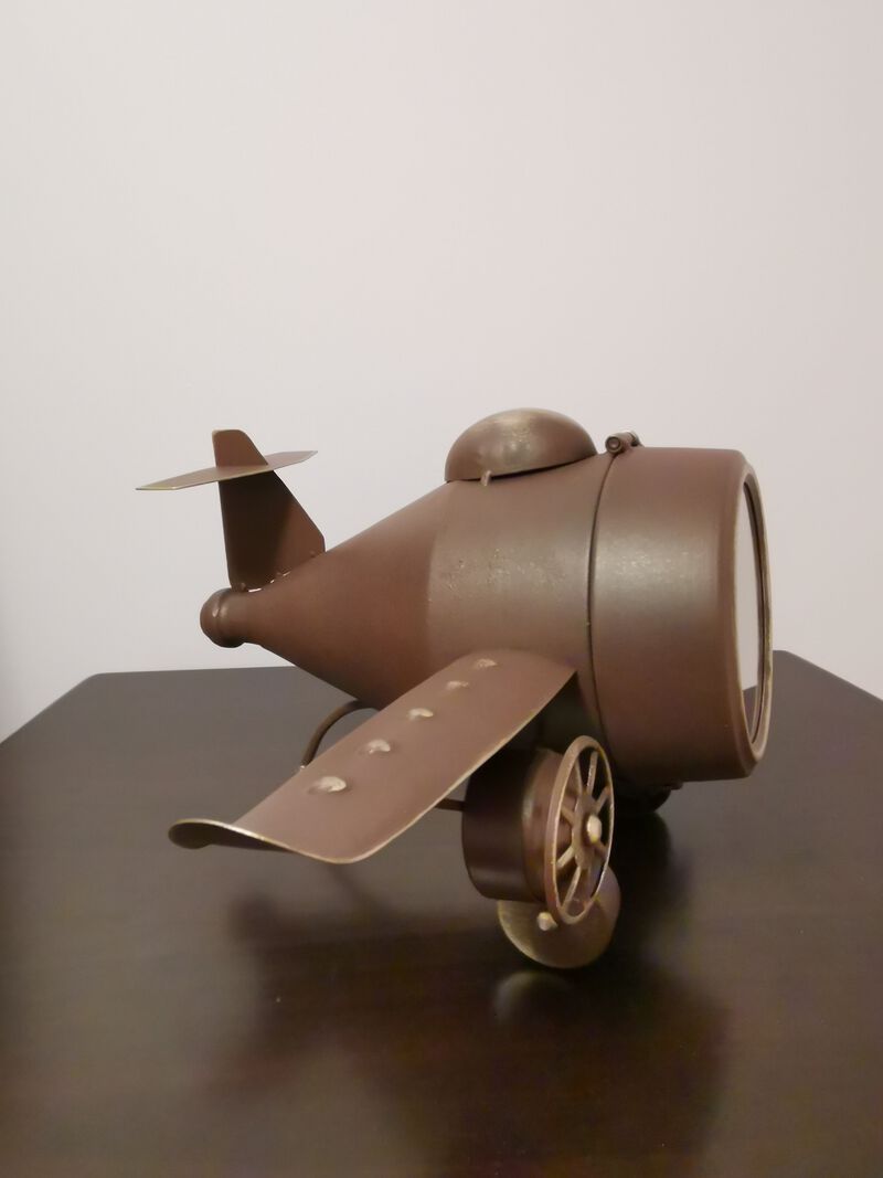RUSTIC VINTAGE AIRPLANE TABLE CLOCK