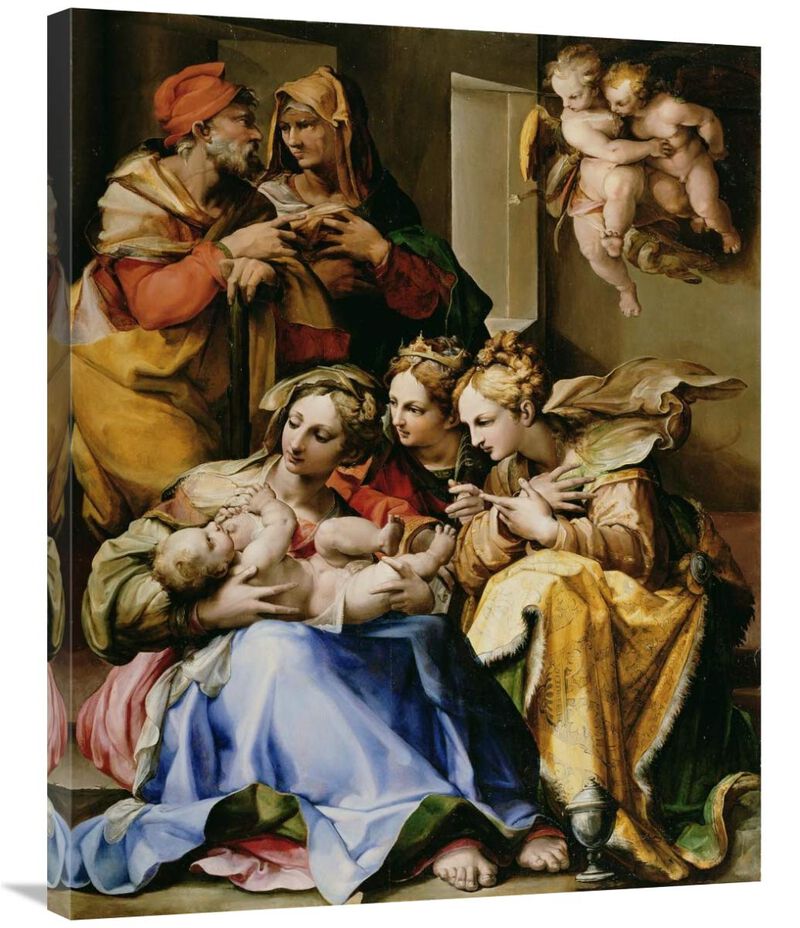 Holy Family with Saints Anne, Catherine of Alexandria, and Mary Magdalene-Canvas Art-28x35