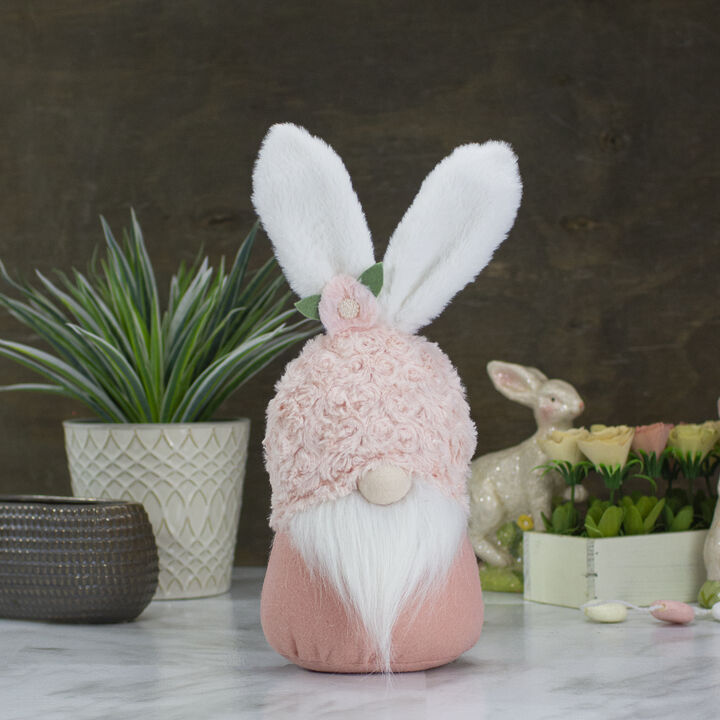 14" Pink and White Easter and Spring Gnome Head with Bunny Ears