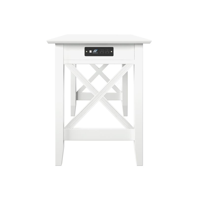 Atlantic Furniture X Design Desk with Drawer & Charging Station in White