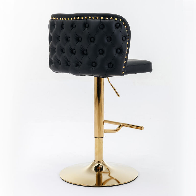 Adjustable Swivel Bar Stools, Set of 2, Black