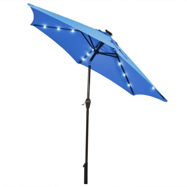 Hivvago 9 Feet Solar LED Lighted Patio Market Umbrella with Tilt Adjustment without Base