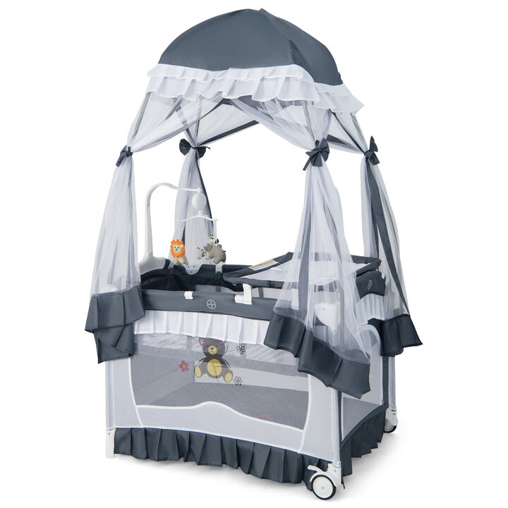 Convertible Bassinet with Removable Changing Table and Detachable Mesh Net