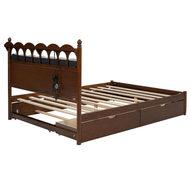 Merax Wooden Platform Bed with 2 Drawers and 1 Trundle