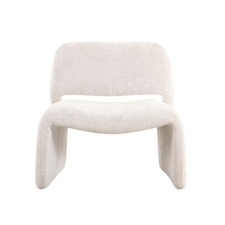 Pasargad Home Zarina Upholstered Modern Accent Chair, Ivory
