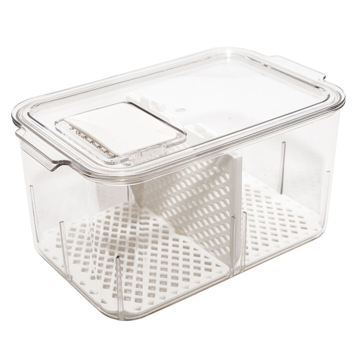 Acrylic Produce Fridge Bin Organizer with Inner Shelf