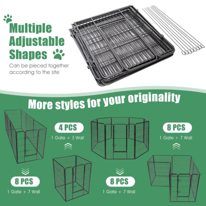 Hivvago 8 Metal Panel Heavy Duty Pet Playpen Dog Fence with Door