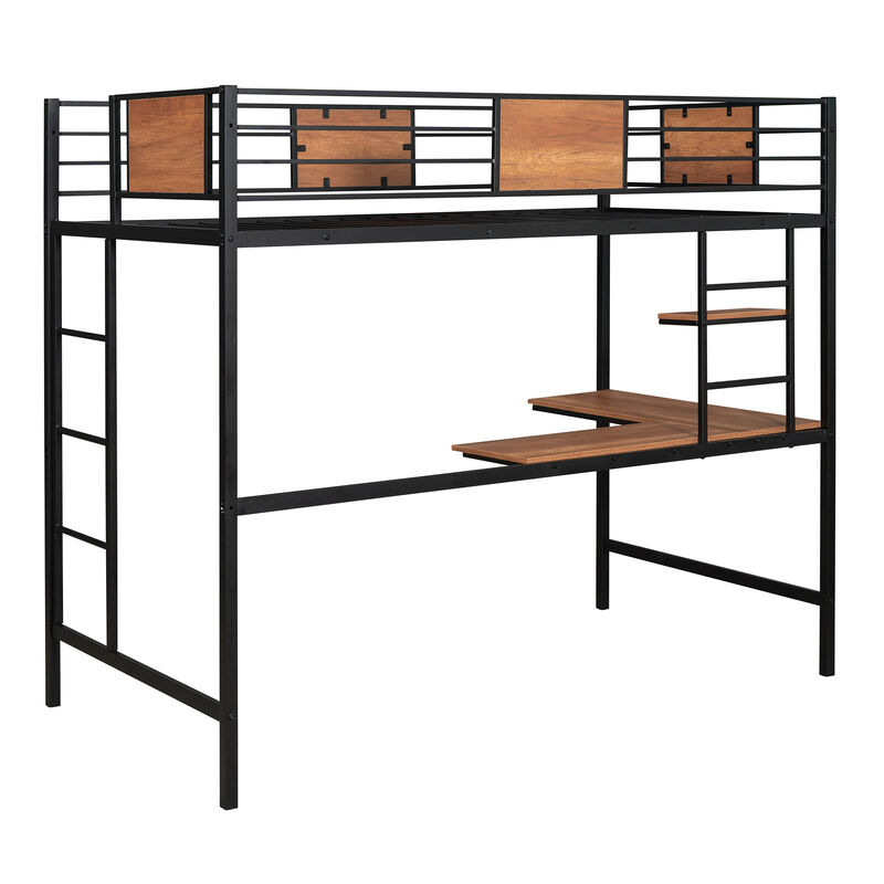 Merax Metal Loft Bed with Desk for Bedroom and Study Room