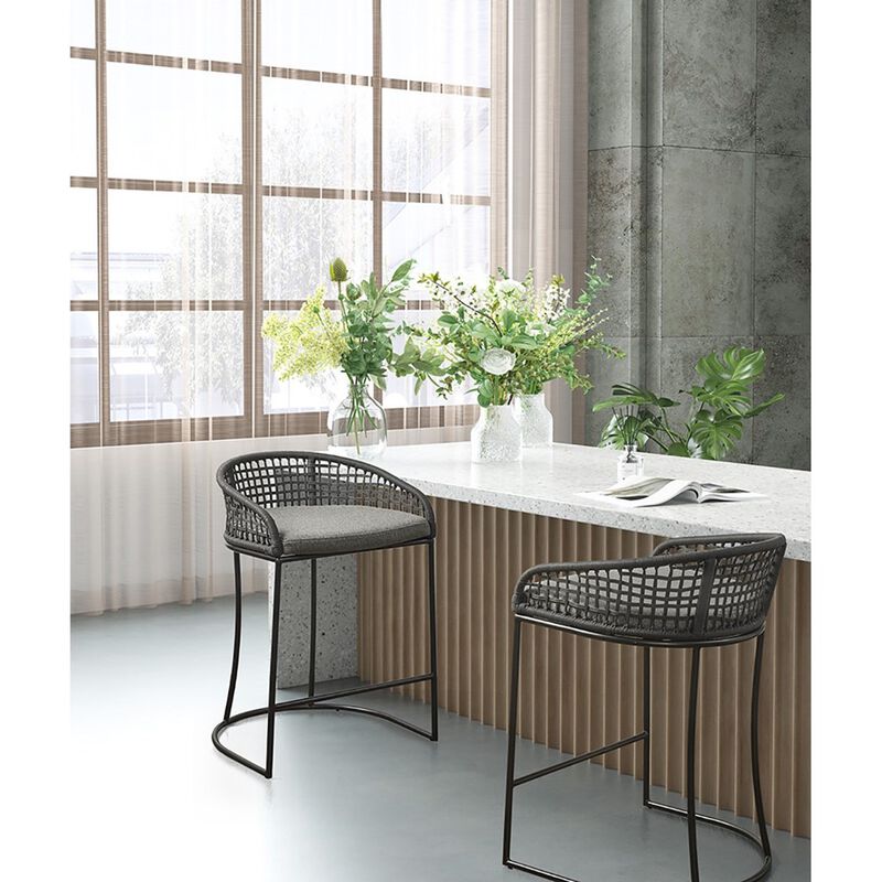 Gracie Mills Stephan Woven Rope Back Counter Stool 25"
