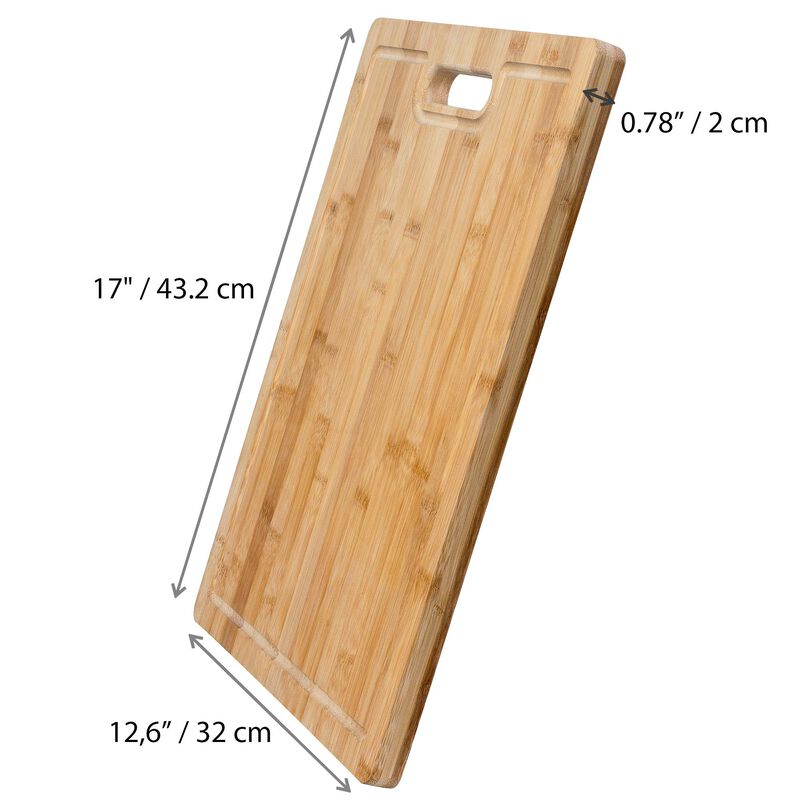 Extra Large Bamboo Cutting Board - 17x 12.5 inch Wood Cutting Board for Meat, Cheese, Veggies - Wood Serving Tray with Juice Groove and 3 Compartments
