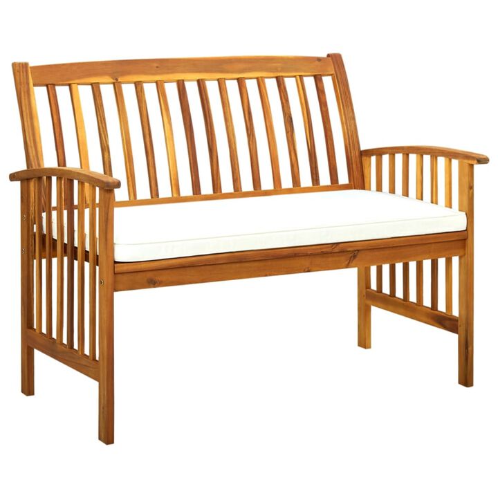 vidaXL Garden Bench with Cushion 46.9" Solid Acacia Wood