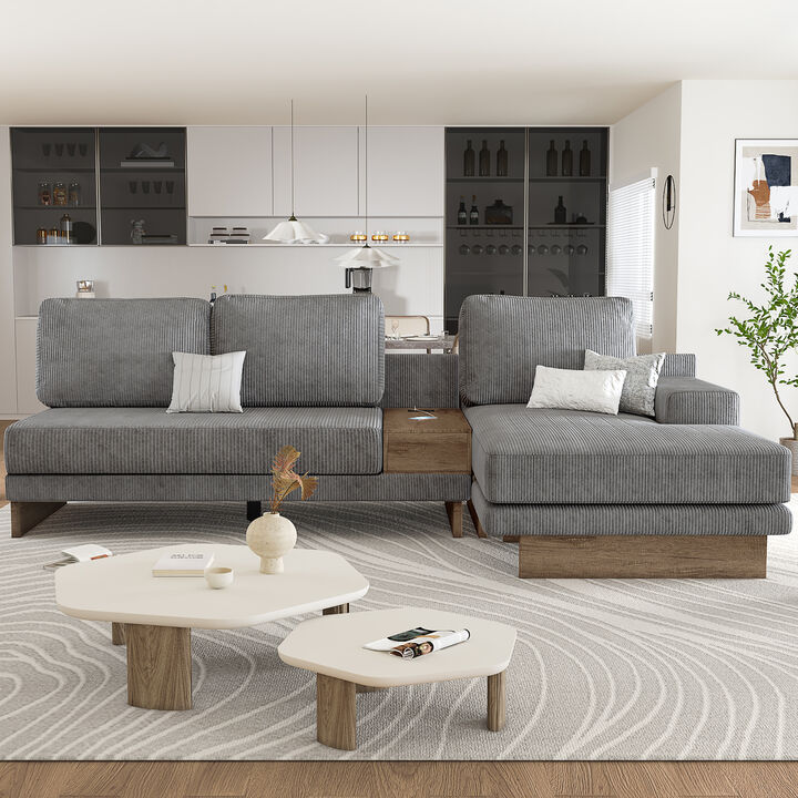 Merax L-shaped Sofa Sectional Sofa with Two USB Ports