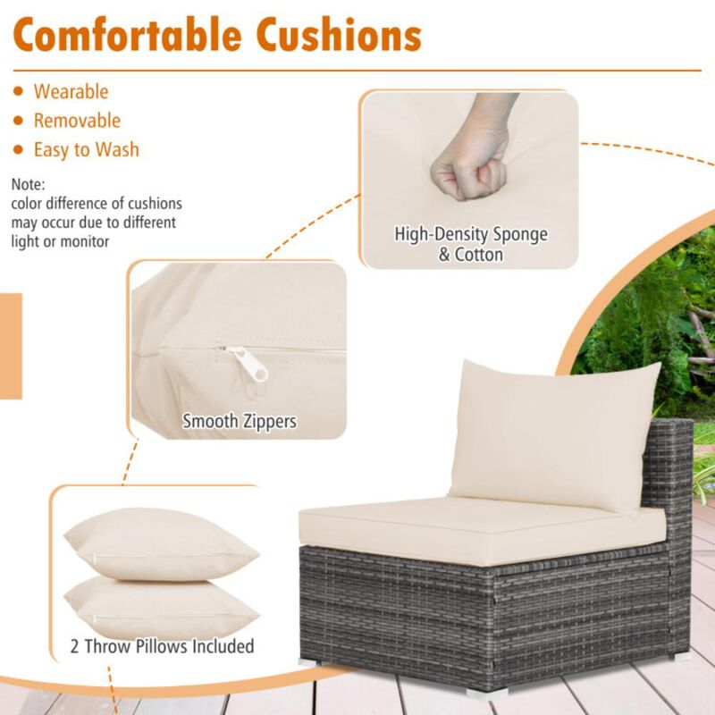 Hivvago 7 Pieces Patio Rattan Furniture Set with Sectional Sofa Cushioned