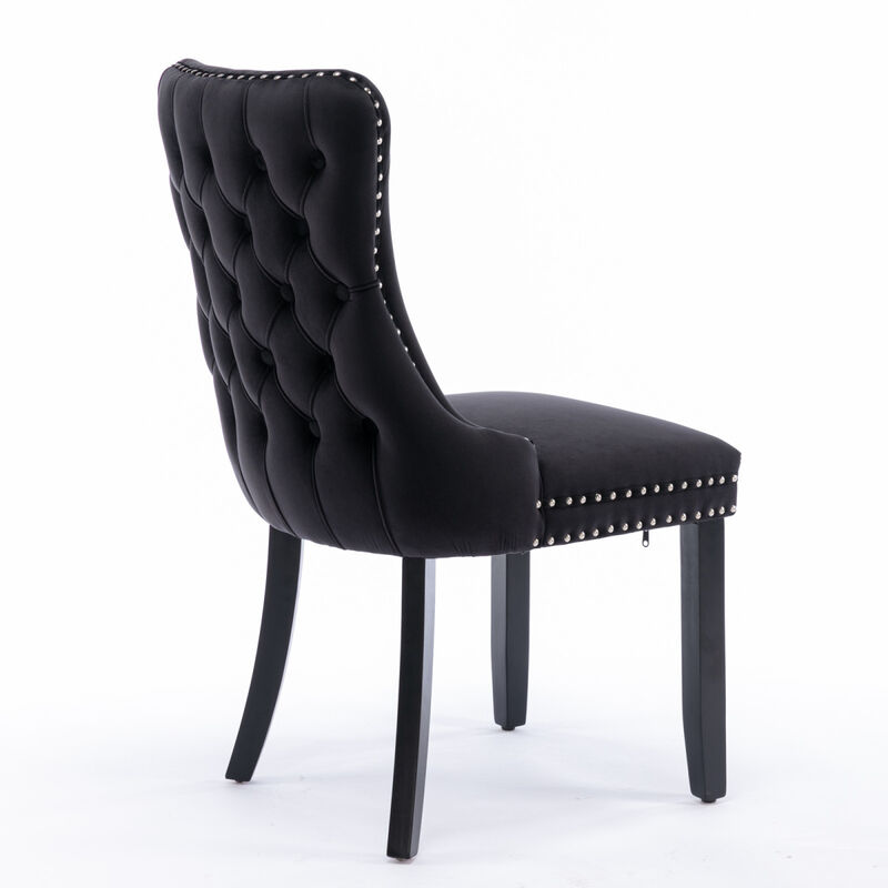 Black Upholstered Dining Chairs, Set of 2
