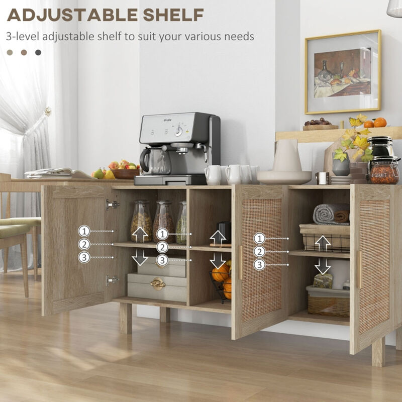 Wooden Kitchen Storage Cabinet with Shelves for Pantry and Garage Organization