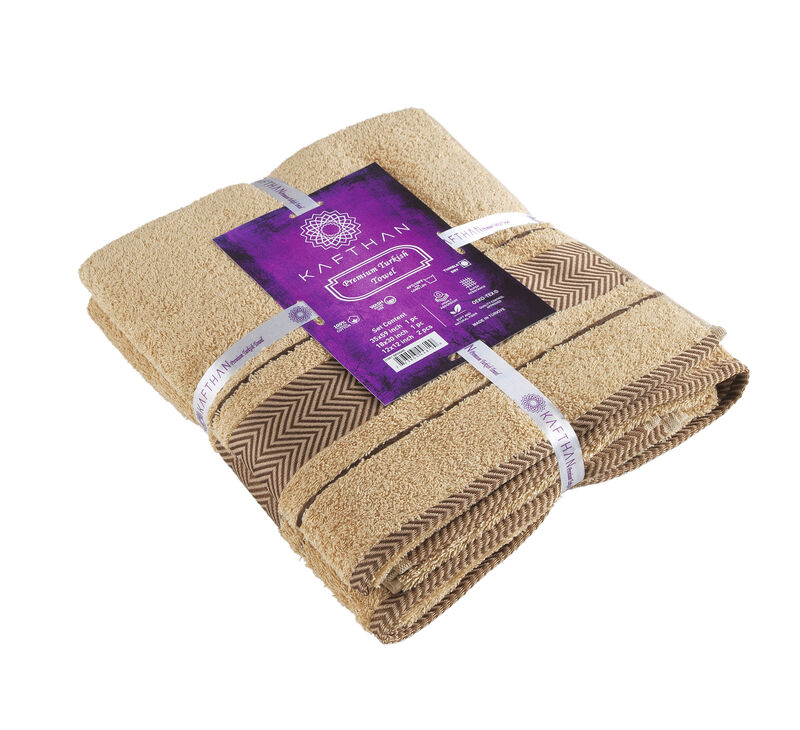 KAFTHAN Textile Fishbone Turkish Cotton Bath Towels (Set of 4)