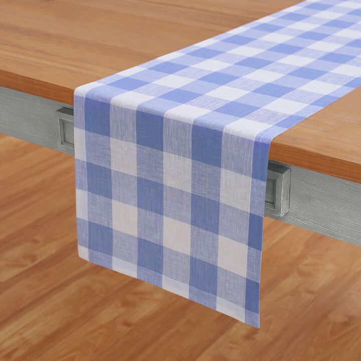 Solino Home 100% Pure Linen Table Runner | Buffalo Check for Thanksgiving, Christmas