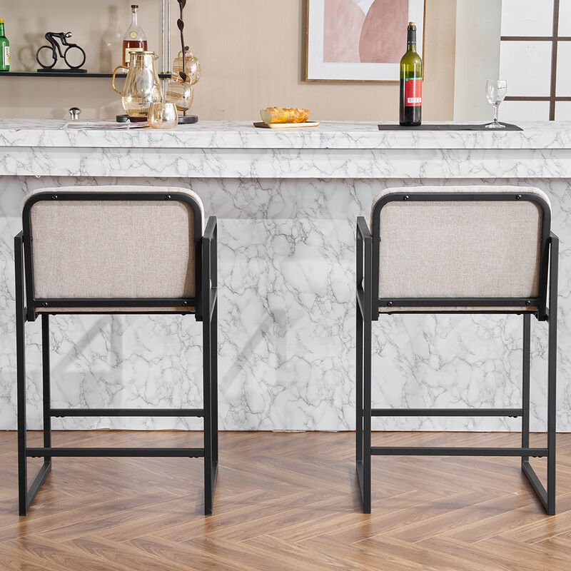 Merax Modern Upholstered Counter Height Bar Stool Set of 2