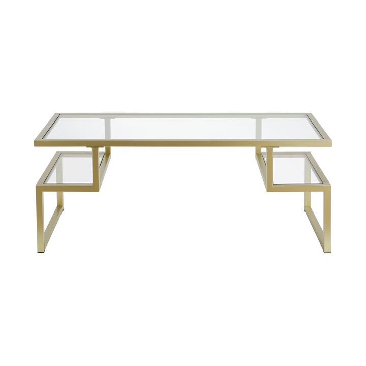 Hudson&Canal Zander 45'' Wide Rectangular Coffee Table in Brass