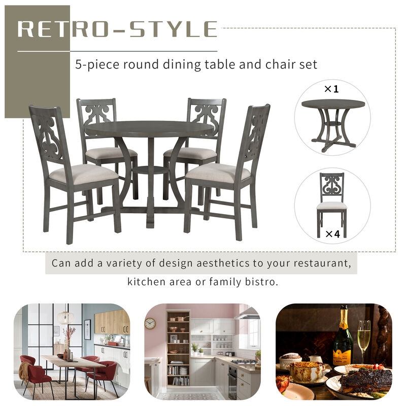 Merax Modern Round Dining Table and Chairs Set