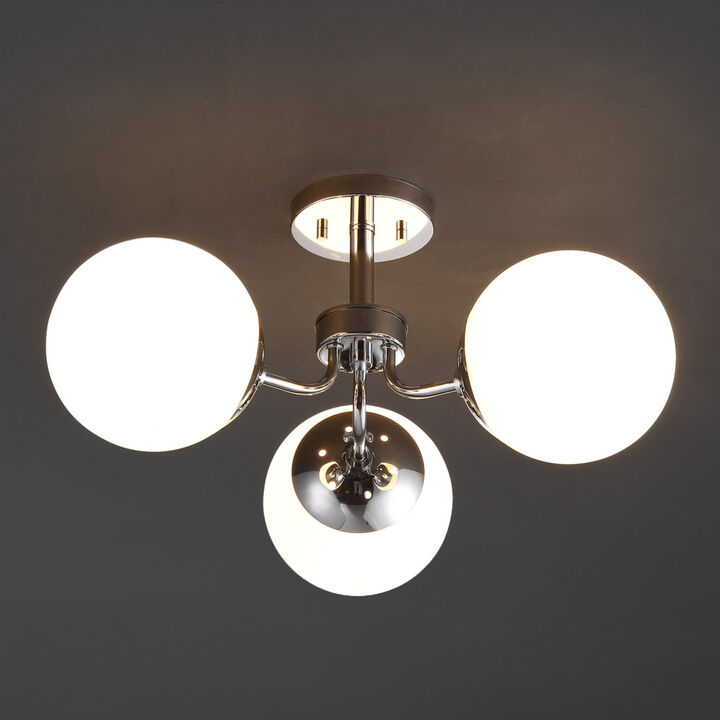 Olivier 3-Light Bohemian Farmhouse Iron/Frosted Glass LED Semi Flush Mount