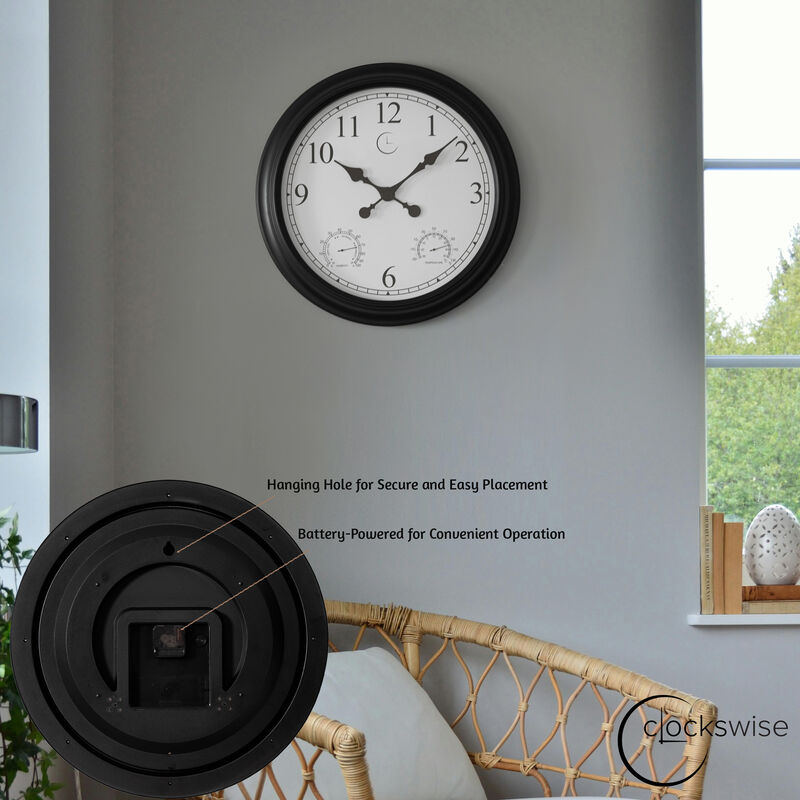 24" Outdoor Wall Clock Thermometer Combo