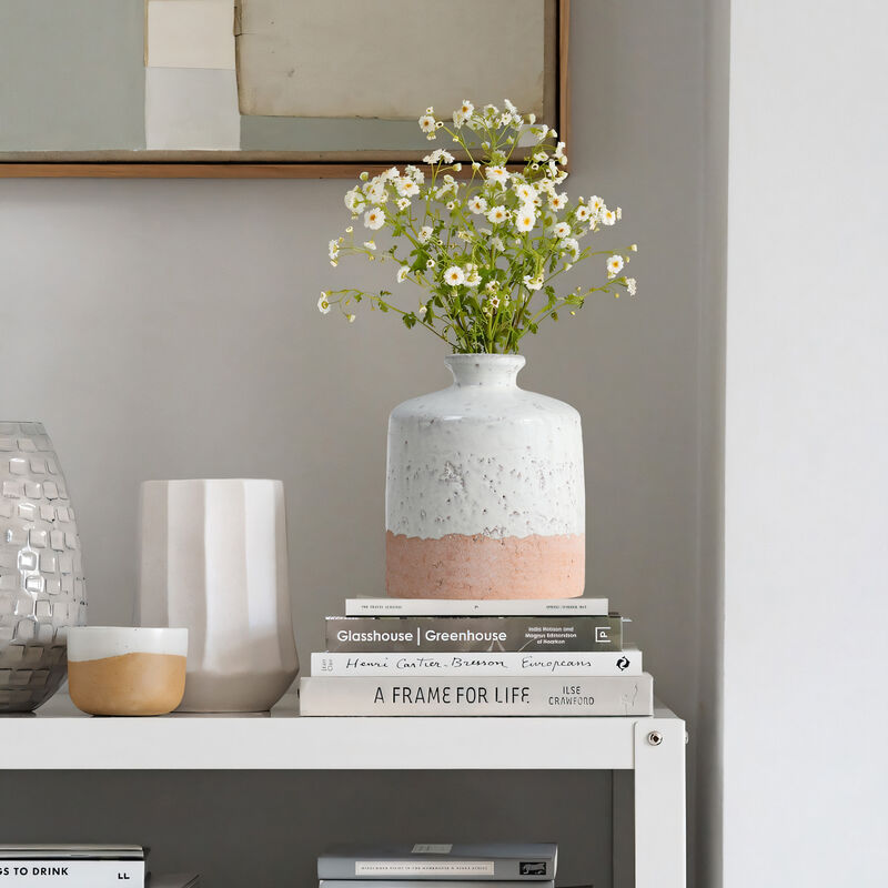LuxenHome Two-Tone Rustic Terracotta Jug Vase