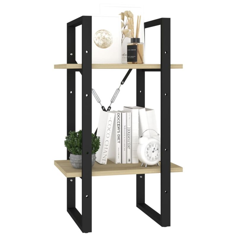 vidaXL 2-Tier Book Cabinet Sonoma Oak 15.7"x11.8"x27.6" Chipboard