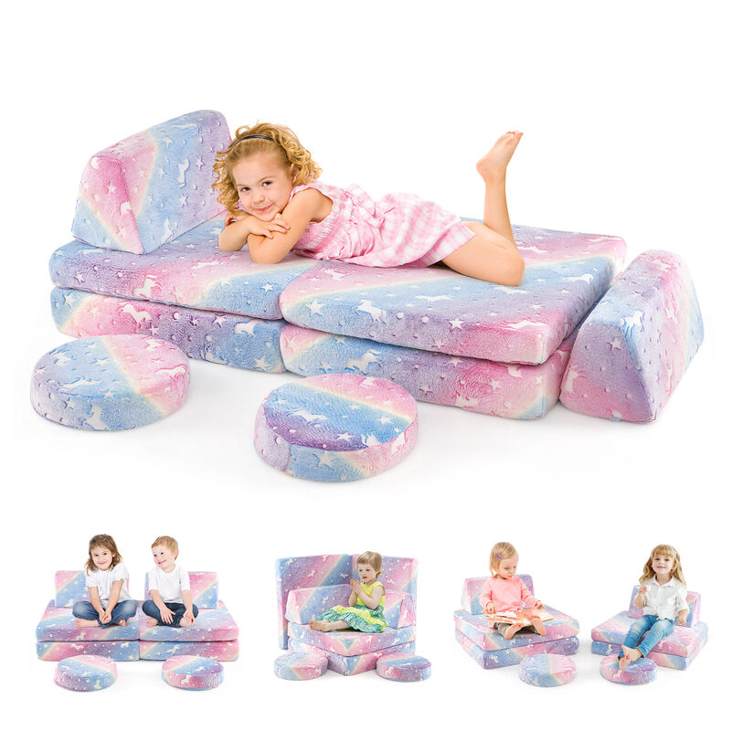 Modular Kids Play Couch Set Glow in the Dark with Portable Handles
