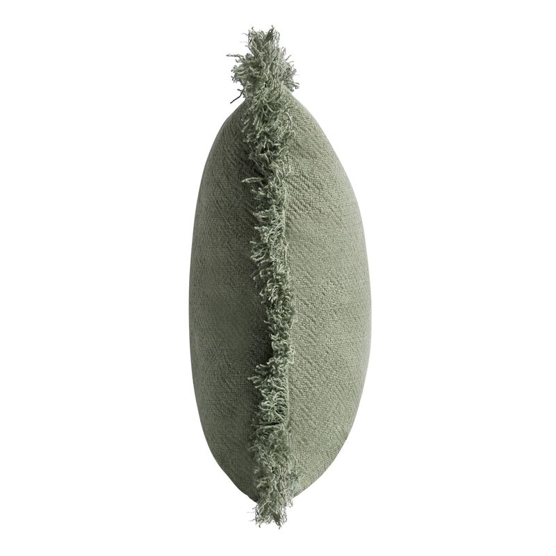 Throw Pillow, Flanged Edges, 22 Inch Cedar Green Cotton Linen Blend - Benzara