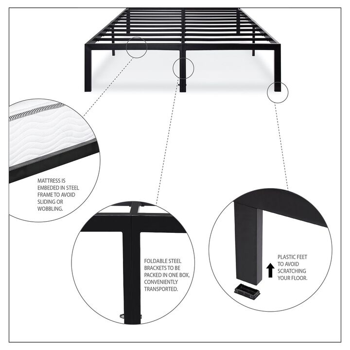 Hivvago King size Sturdy Metal Platform Bed Frame   Holds up to 2,200 lbs