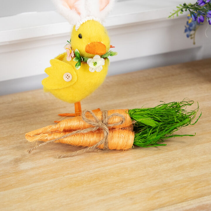 Straw Carrot Easter Decorations - 9"- Orange and Green - Set of 3